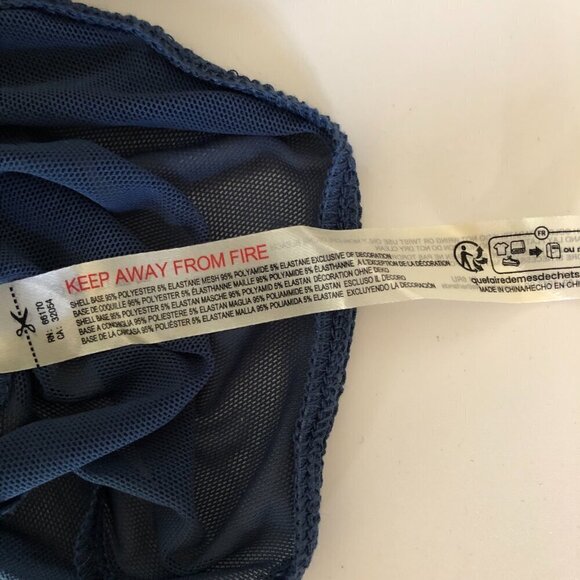 Free People Filter Finish Mesh Navy Blue Bodysuit NWT XL - Picture 4 of 7